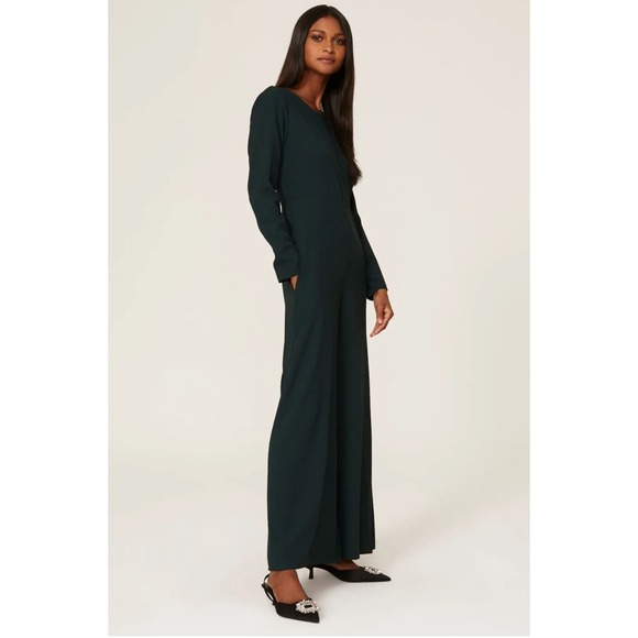 Adam‎ Lippes Green Jumpsuit Long Sleeve Wide Leg Crepe Career Casual Sz 6 - Picture 2 of 16